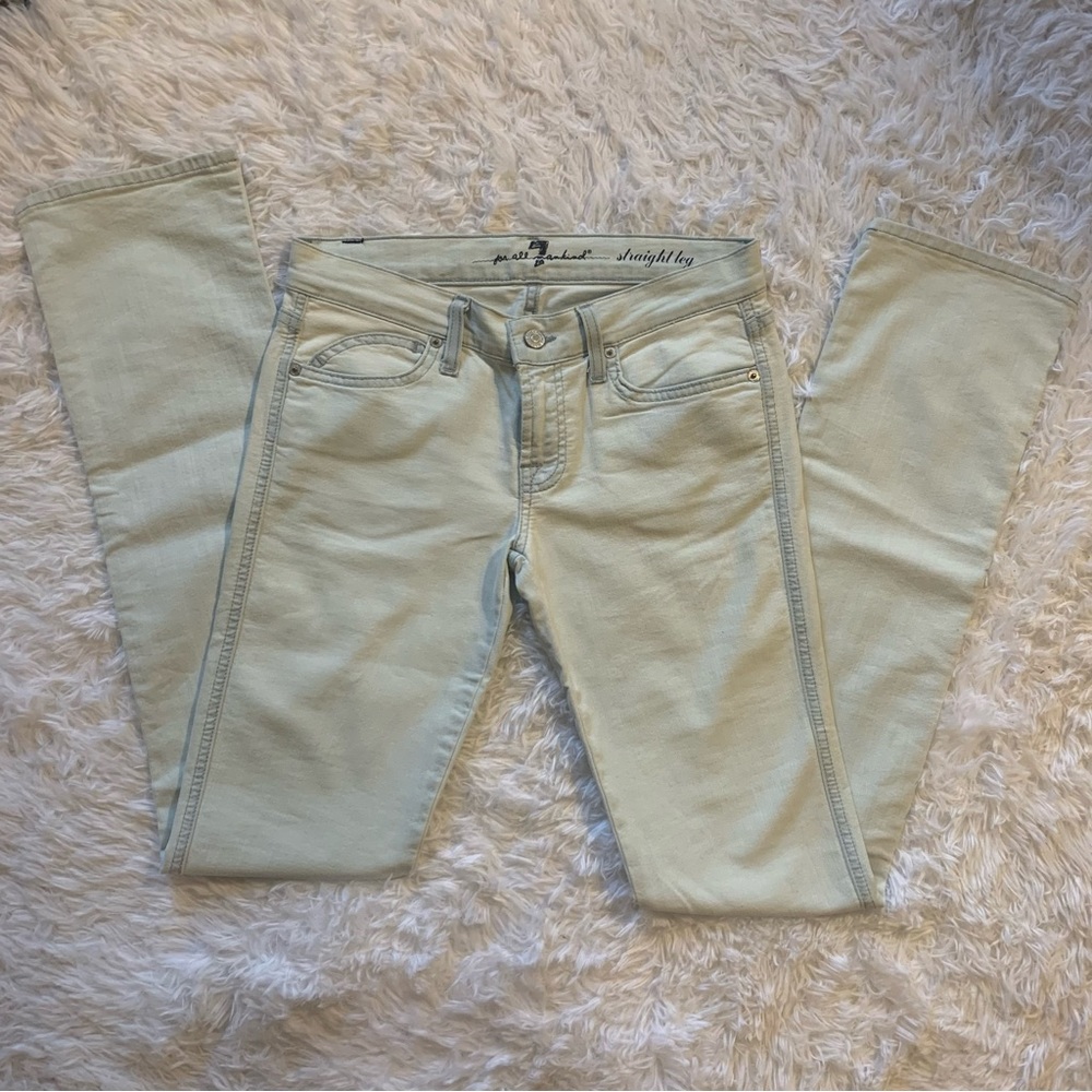 7 For All Mankind Straight Leg Bleached/Distressed Jeans, size 26